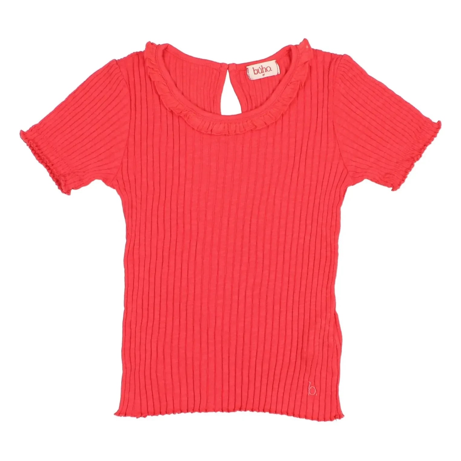Búho - Geripptes T-Shirt aus Bio-Baumwolle | Rot