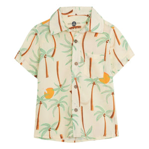 Pepita & Me - Guayabera Palm Kurzarmhemd | Elfenbein