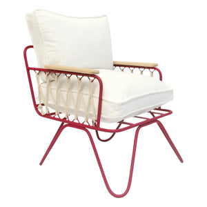 Honoré - Baby Croisette Lounge Chair - Pamuk, Kırmızı Metal Çerçeve | Beyaz