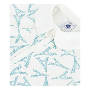 Petit Bateau - Eyfel Kulesi Organik Pamuklu Tulum Pijama | Beyaz