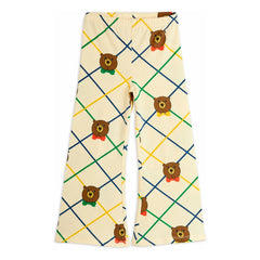 Mini Rodini - Organic Cotton Check Bear Pants | Ecru