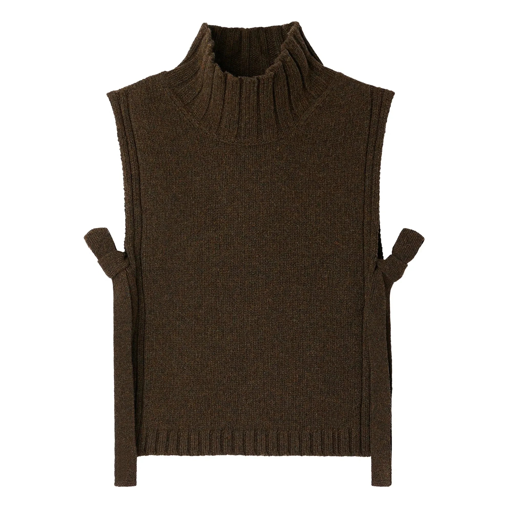 Soeur - Ärmelloser Pullover aus Schurwolle in Gold | Melierte Khaki
