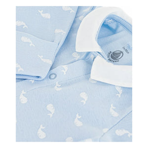 Petit Bateau - Dors Bien Baleines Organik Pamuklu Pijama | Açık Mavi