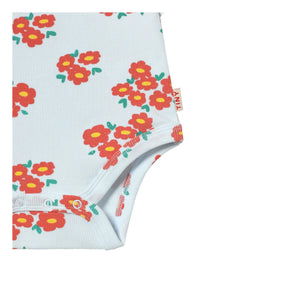 Tinycottons - Organik Pamuk Çiçekli Body | Açık mavi