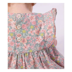 Petit Bateau - Set aus Kleid mit Blumenmuster und Bloomer aus Bio-Baumwolle | Graublau