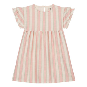 Studio Bohème - Gestreiftes Cousin Kleid aus Bio-Baumwollgaze | Rosa