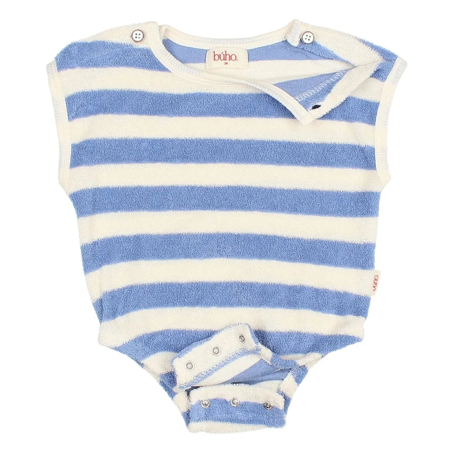 Búho - Striped Organic Cotton Towel Body | Light Blue