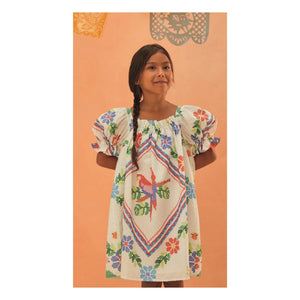 Fabula - Kleid mit Blumenmuster und Ballonärmeln | Weiß
