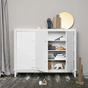 Oliver Furniture - Çok Bölmeli 3 Kapılı Huş Ağacı Şifonyer | Beyaz