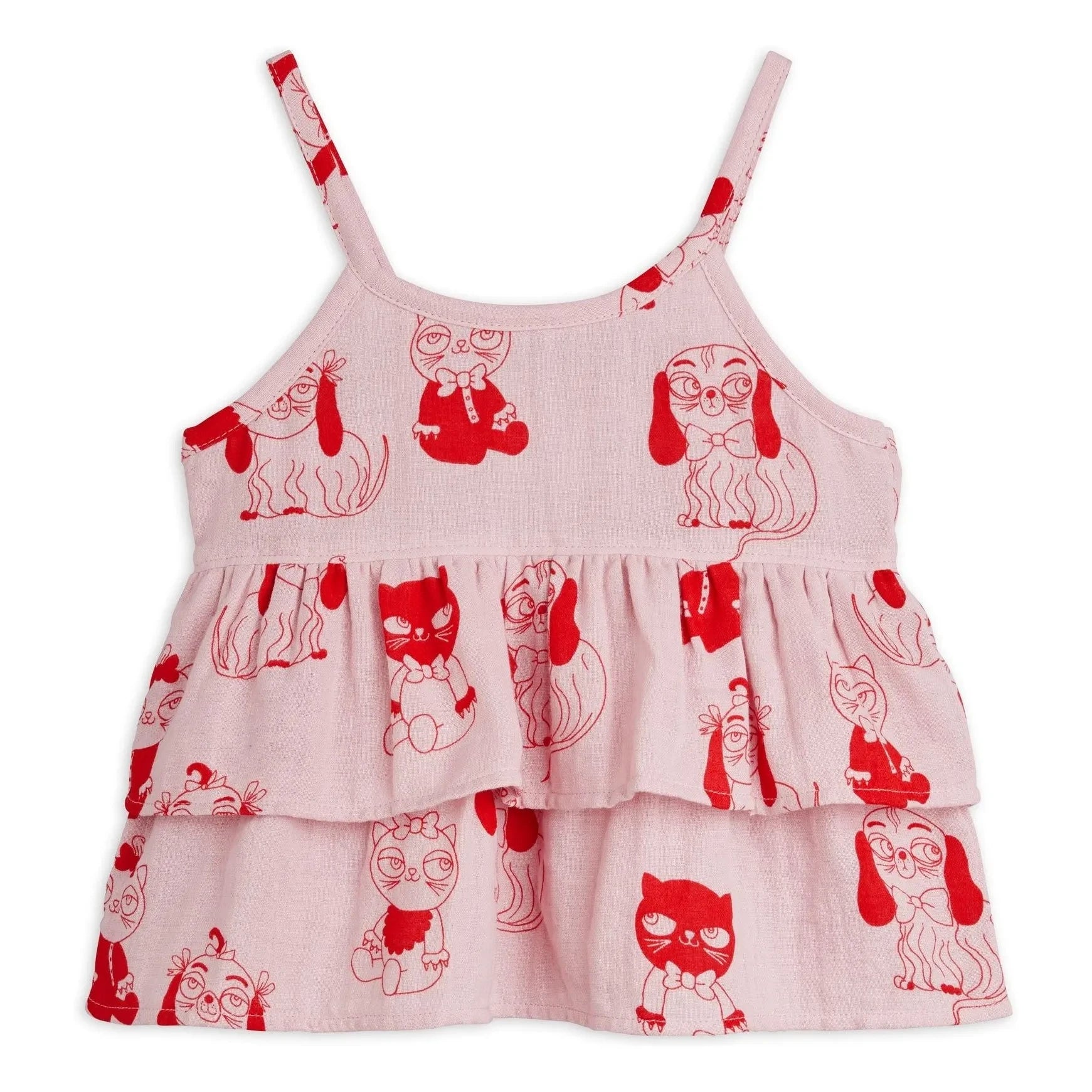 Mini Rodini - Bio-Baumwoll-Oberteil mit Tiermotiv und Rüschen | Rosa