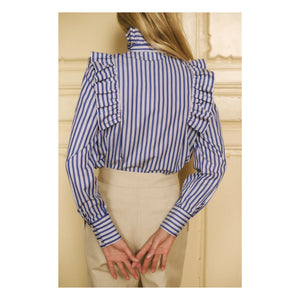 Maria de la Orden - Mizou Gestreifte Baumwollbluse | Blau
