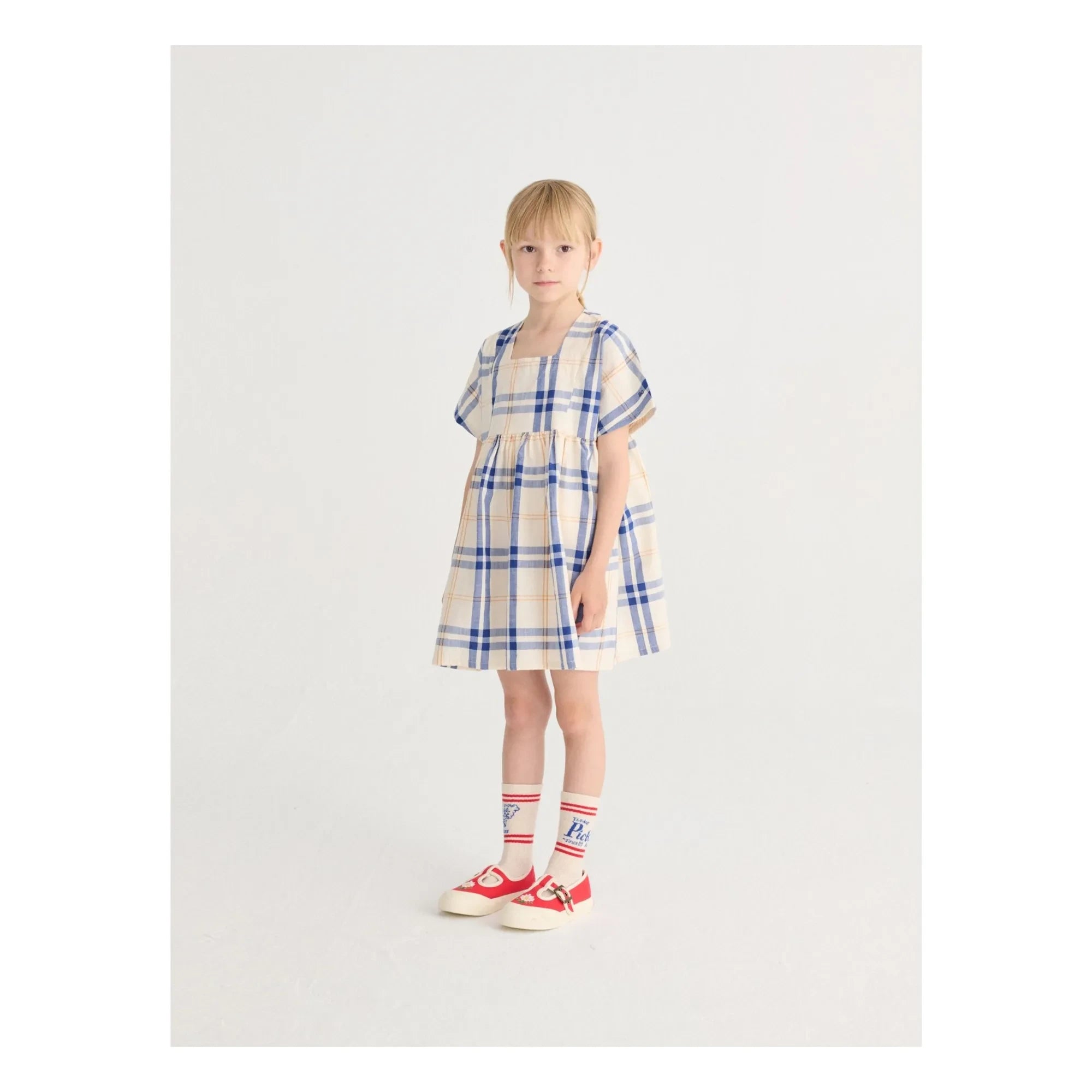 Bobo Choses - Tartan Bio-Baumwollkleid | Ecru