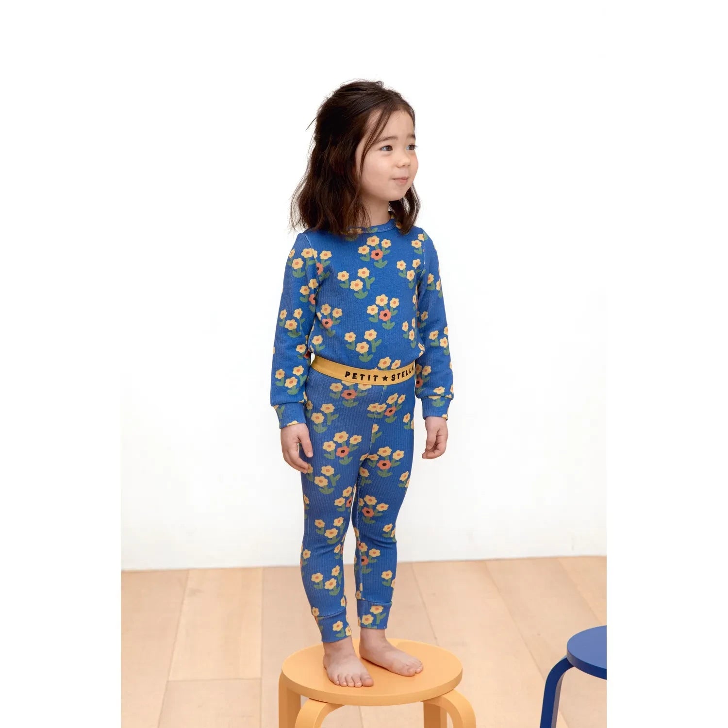 Petit Stella - Çiçek Desenli Pima Pamuk ve Modal Pijama | Mavi
