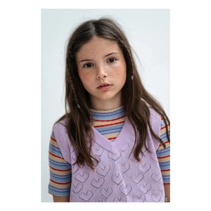 Repose AMS - Striped Ribbed Organic Cotton T-Shirt | Lilac