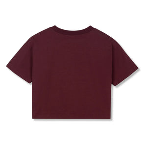 Wynken - Crop Butterfly organik pamuklu T-shirt | Bordo