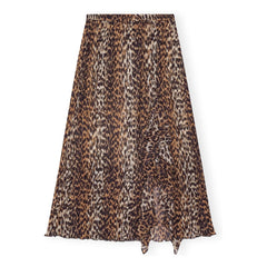 Ganni - Geri Dönüştürülmüş Elyaf Georgette Etek | Leopar
