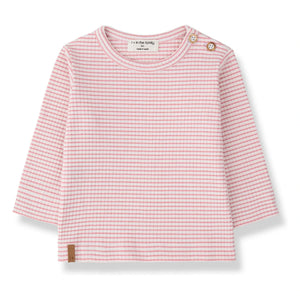 1+ in the Family - Perello Ribbed Striped T-Shirt | Powder Pink