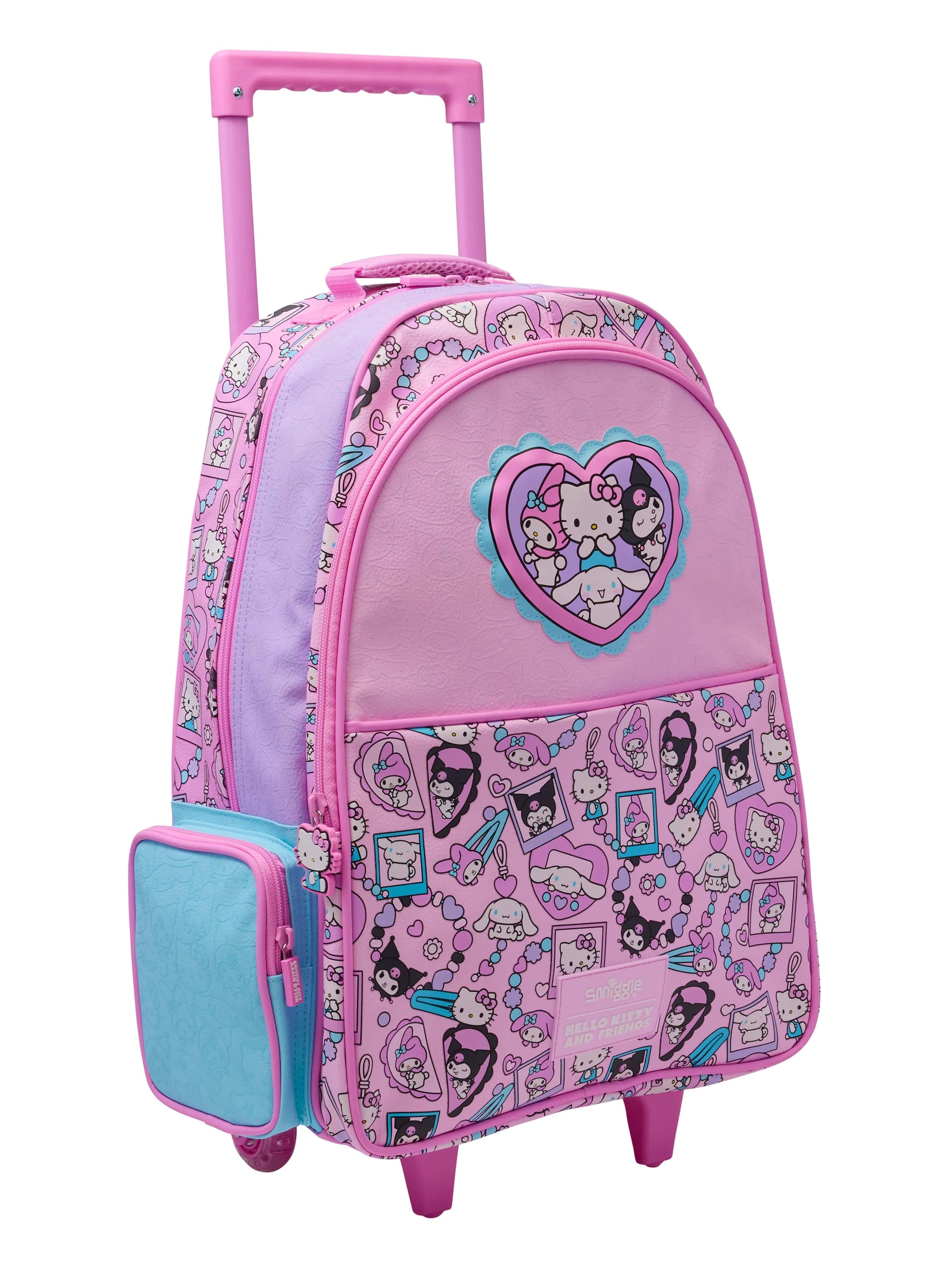 Smiggle - Hello Kitty ve Arkadaşları Işıklı Tekerlekli Sırt ve Çekçekli Çanta