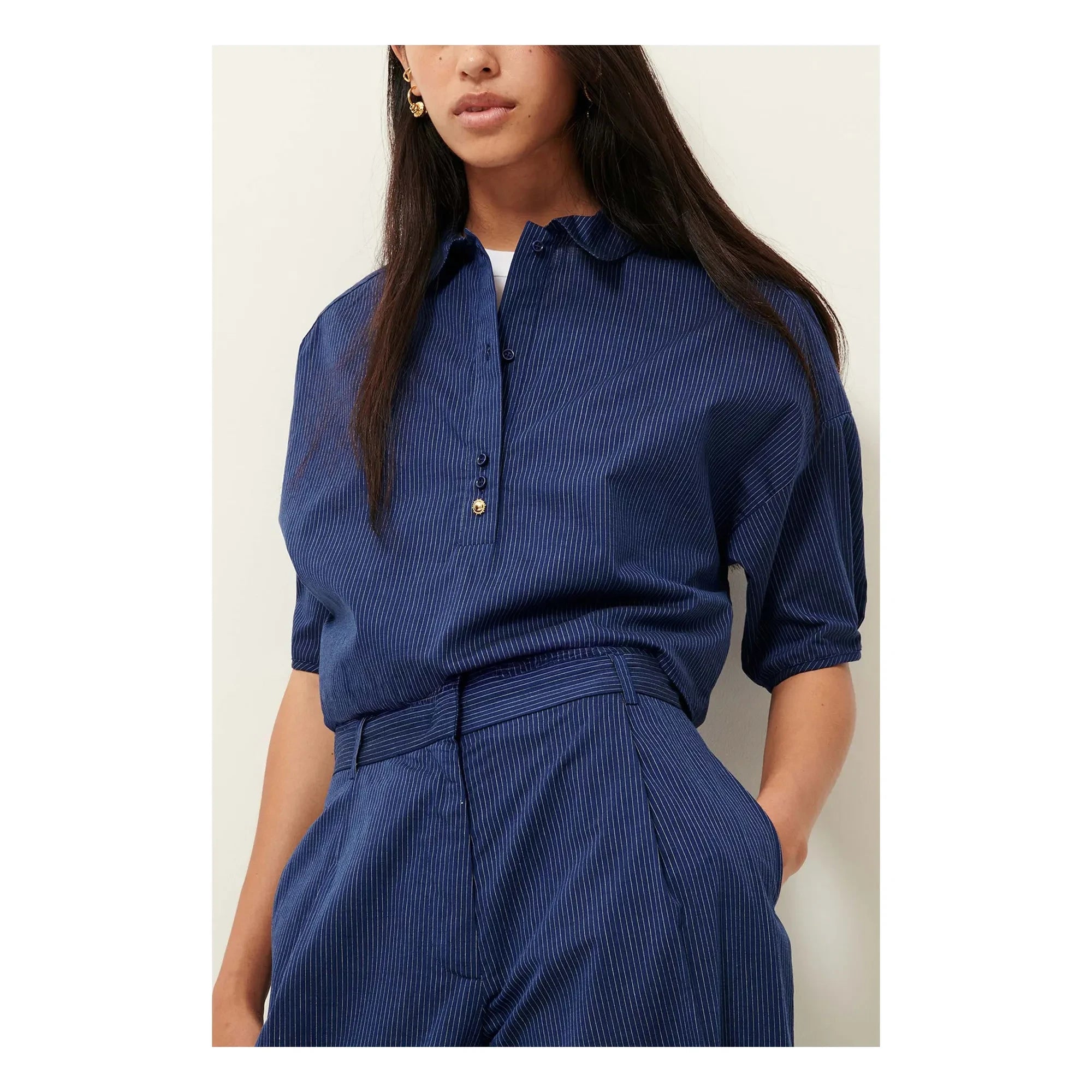 Sessùn - Gestreiftes U-Shirt aus Baumwolle | Marineblau