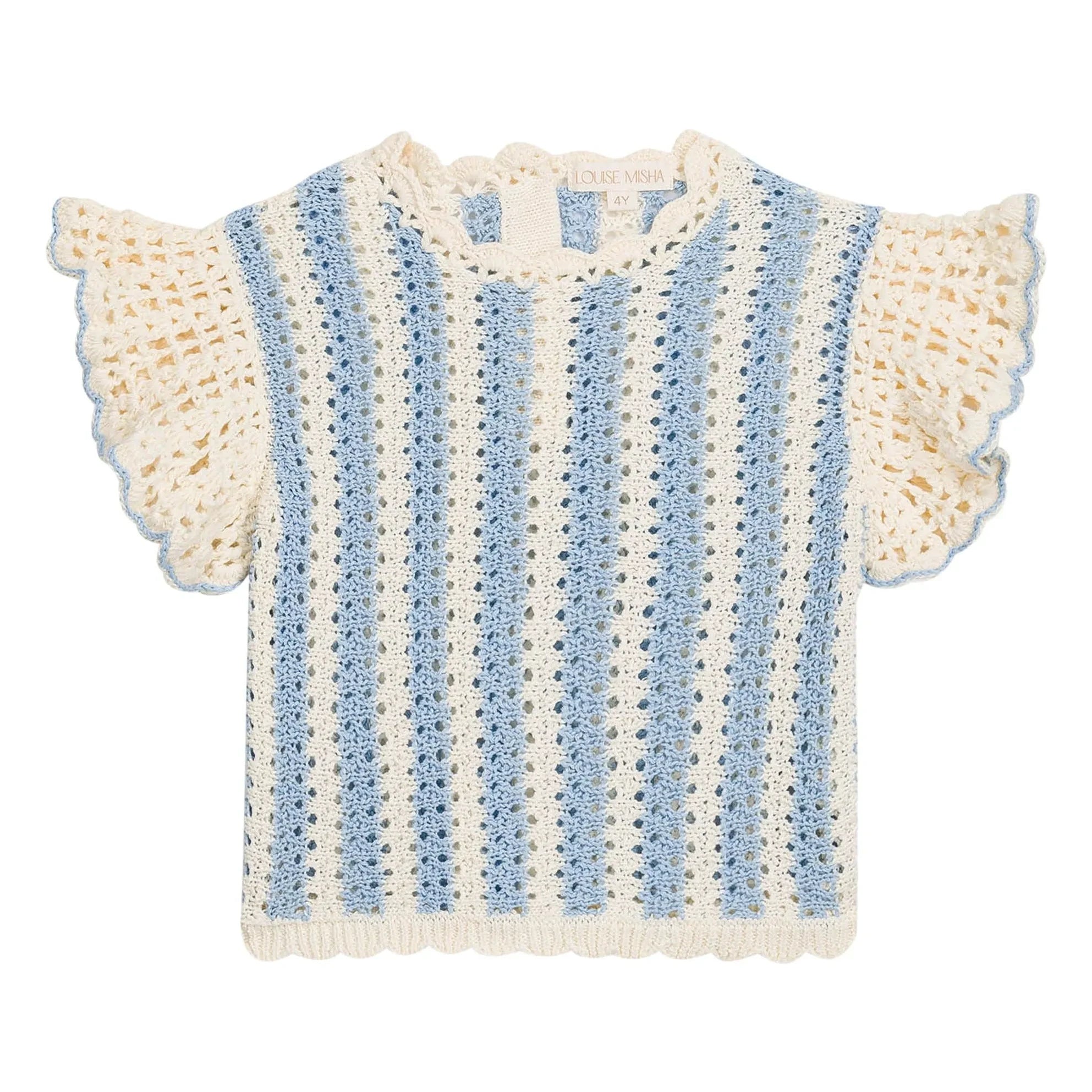 Louise Misha - Lyse Çizgili File Tişört | Mavi
