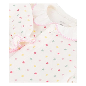 Petit Bateau - Pyjamas Dors Bien Cœurs Tubique Organik Pamuk | Beyaz
