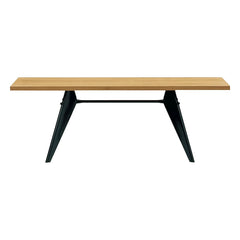Vitra - EM Table, geöltes Naturholz Eiche 220x90 cm - schwarze Beine - Jean Prouvé | Eiche
