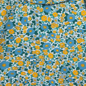 Tinycottons - Organik Pamuklu Fitilli Çiçek Desenli Body | Mavi