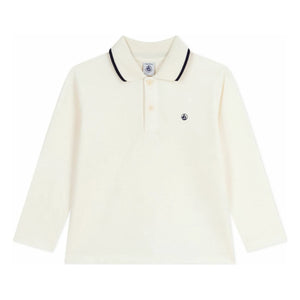 Petit Bateau - Kontrast kenarlı organik pamuklu polo tişört | Ekru