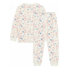Petit Bateau - Organik pamuklu çiçek desenli pijama | Ekru
