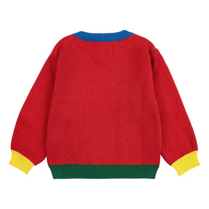 Bobo Choses - Colorblock Organik Pamuklu Köpek Kazak Bebek | Kırmızı