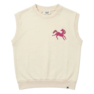 Hundred Pieces - Inaya Horse Organic Cotton Sleeveless Sweatshirt | Cream