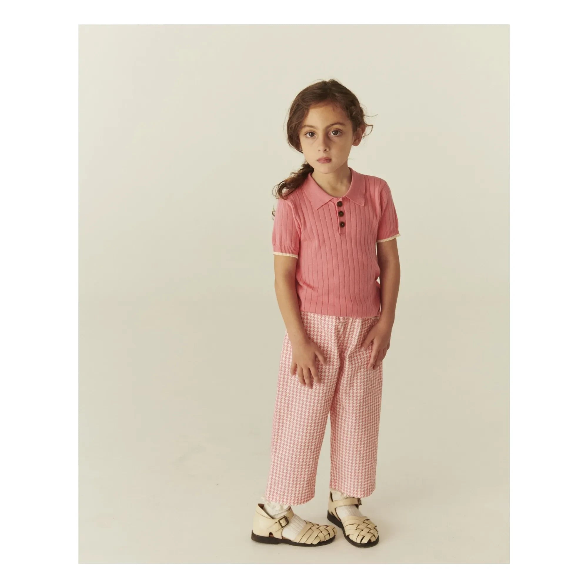 Copenhagen Colors - Ribbed Organic Cotton Polo T-Shirt | Soft Pink