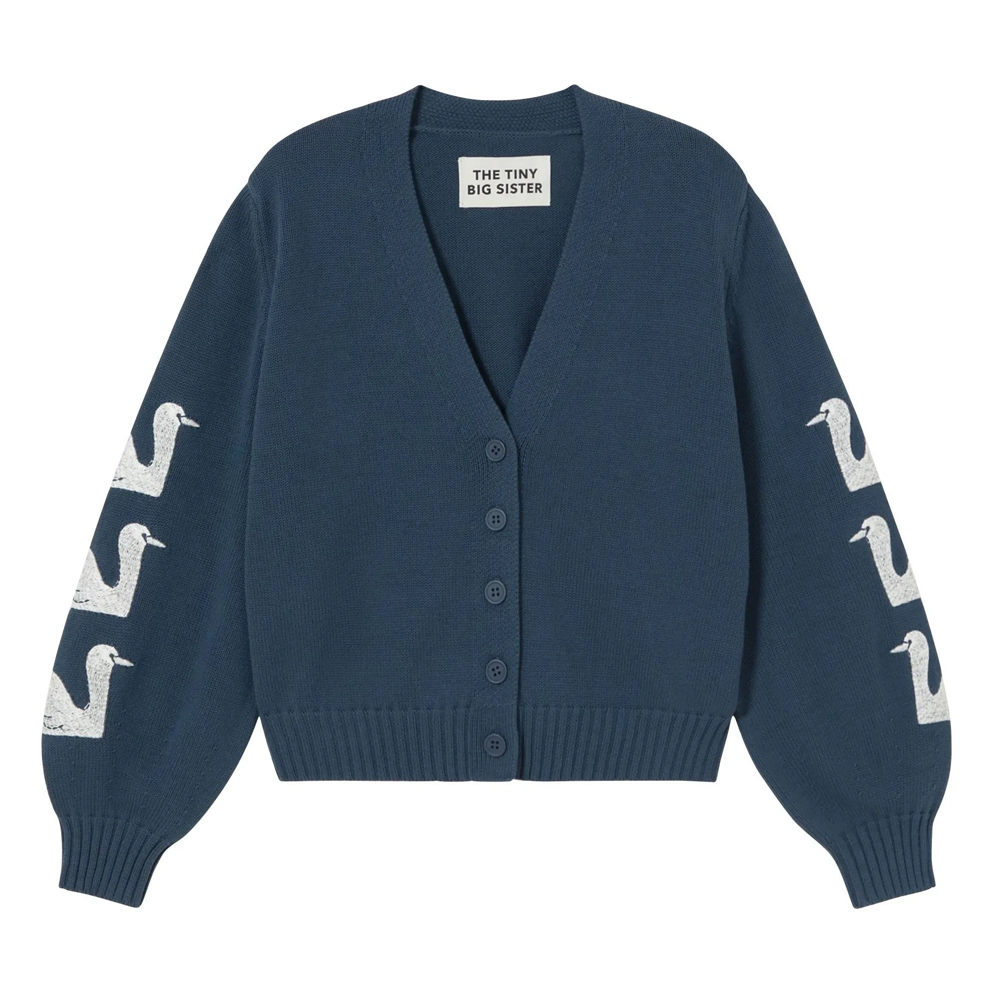 The Tiny Big Sister - Baumwoll-Schwan-Strickjacke | Marineblau