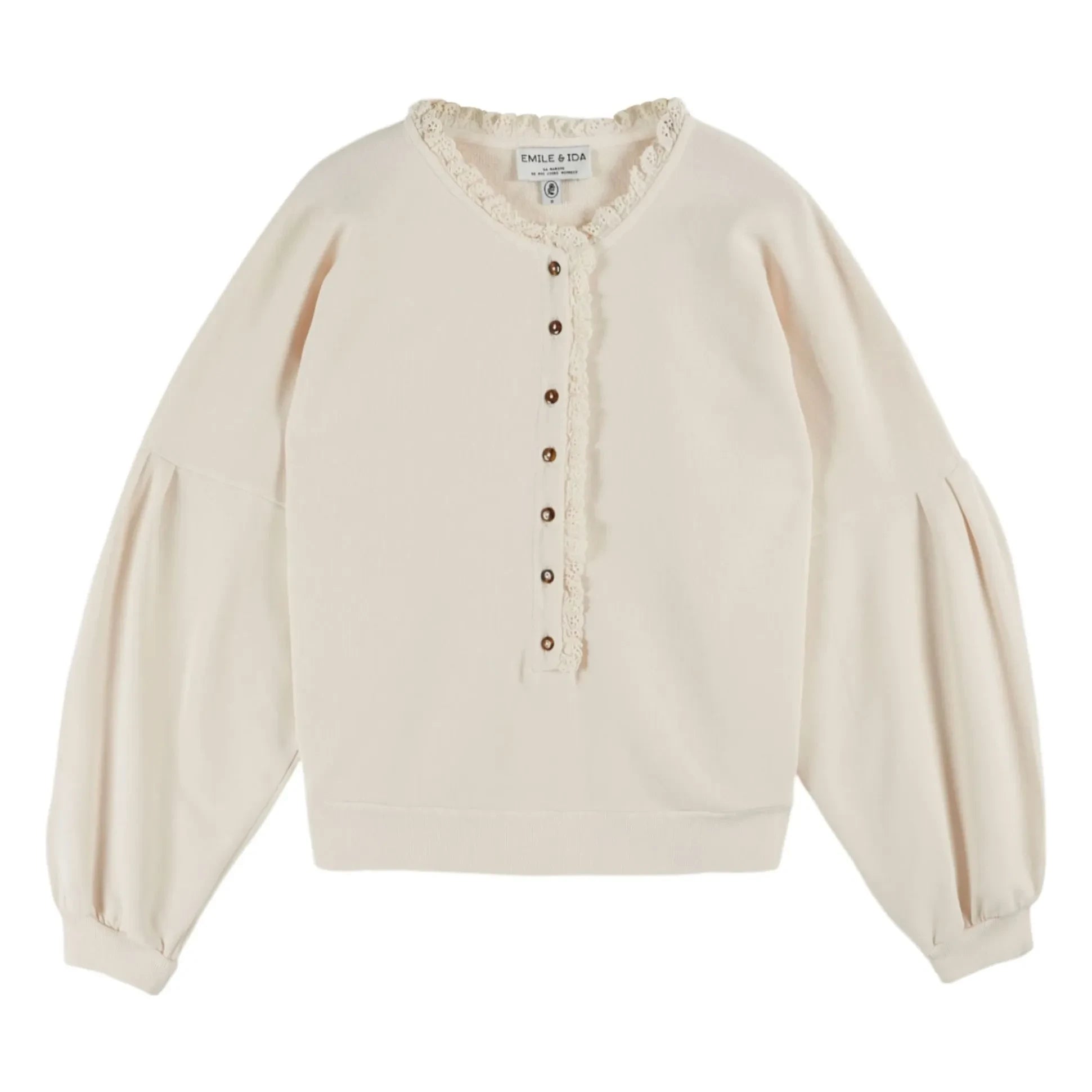 Emile et Ida - İngilizce Nakışlı Organik Pamuk Sweatshirt | Krem
