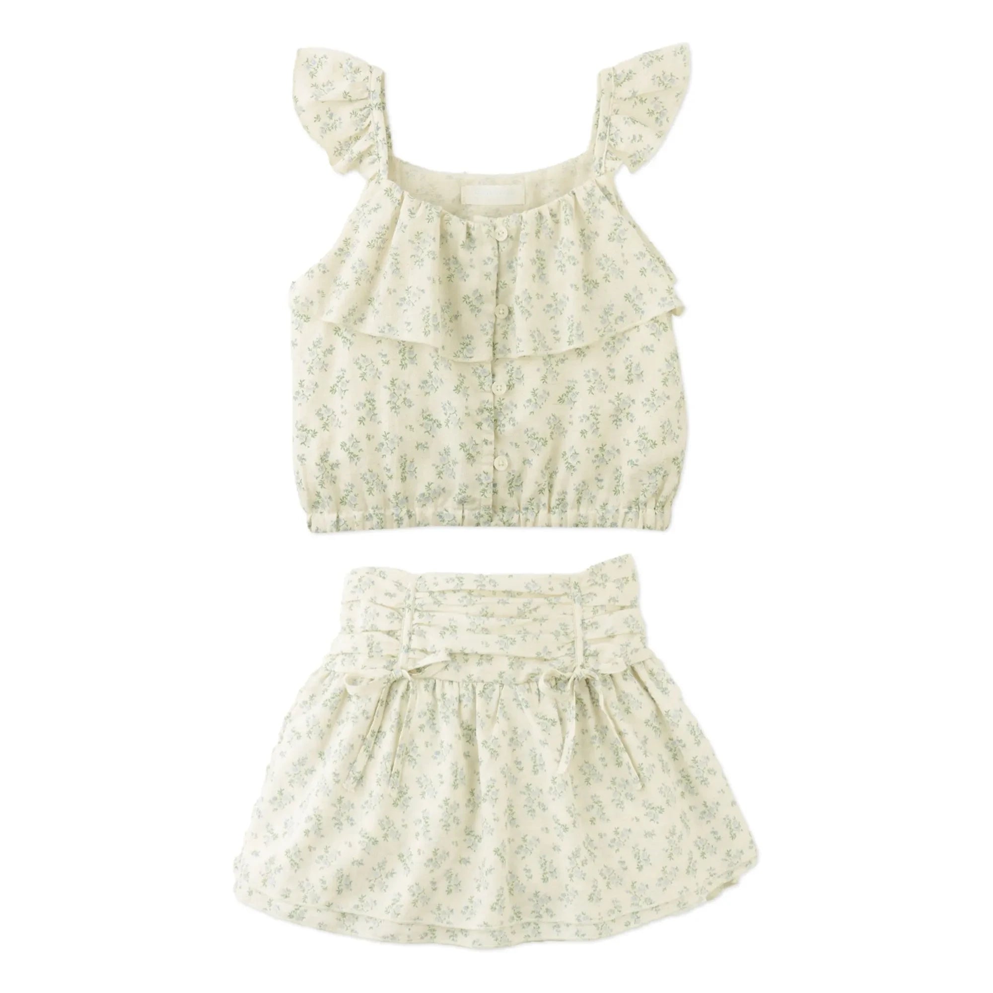 Gingersnaps - Ambessa Floral Print Top and Skirt Set | Ecru