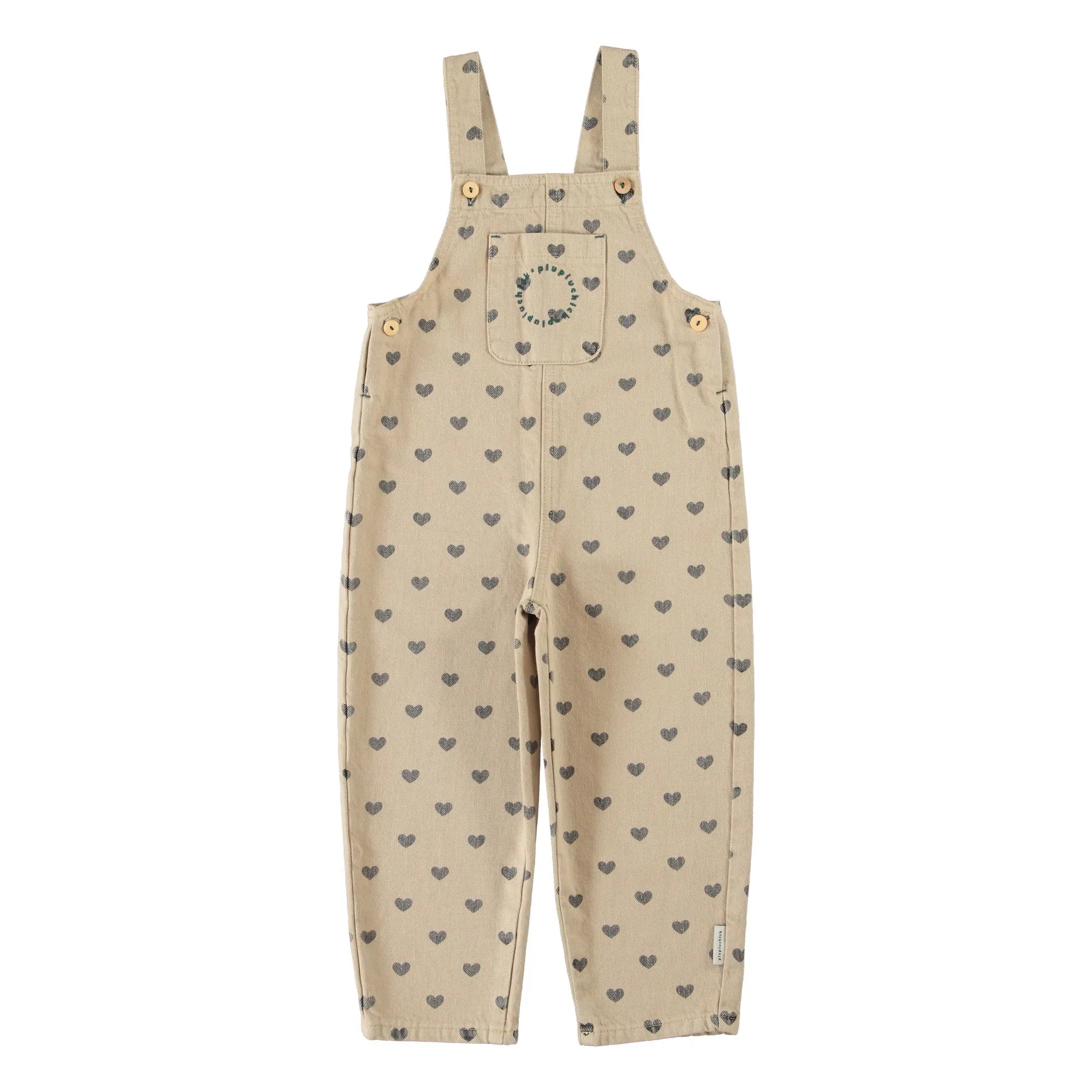 Piupiuchick - Latzhose aus Bio-Baumwolle mit Herzdetail | Beige