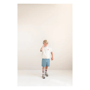 Jenest - Knox Gestreifte Bio-Baumwoll-Jeansshorts | Blau