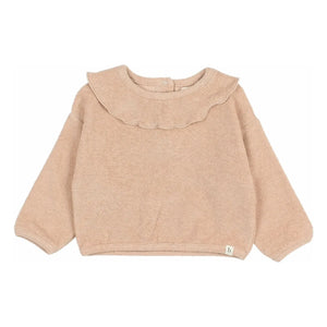 Búho - Organik Havlu Kumaş Volanlı Sweatshirt | Pembe