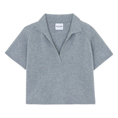 Kujten - Aenor Kaşmir Polo Yaka Kazak | Heather grey