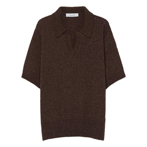 Pomandère - Polo-Pullover aus Baumwolle und Leinen | Dunkelbraun