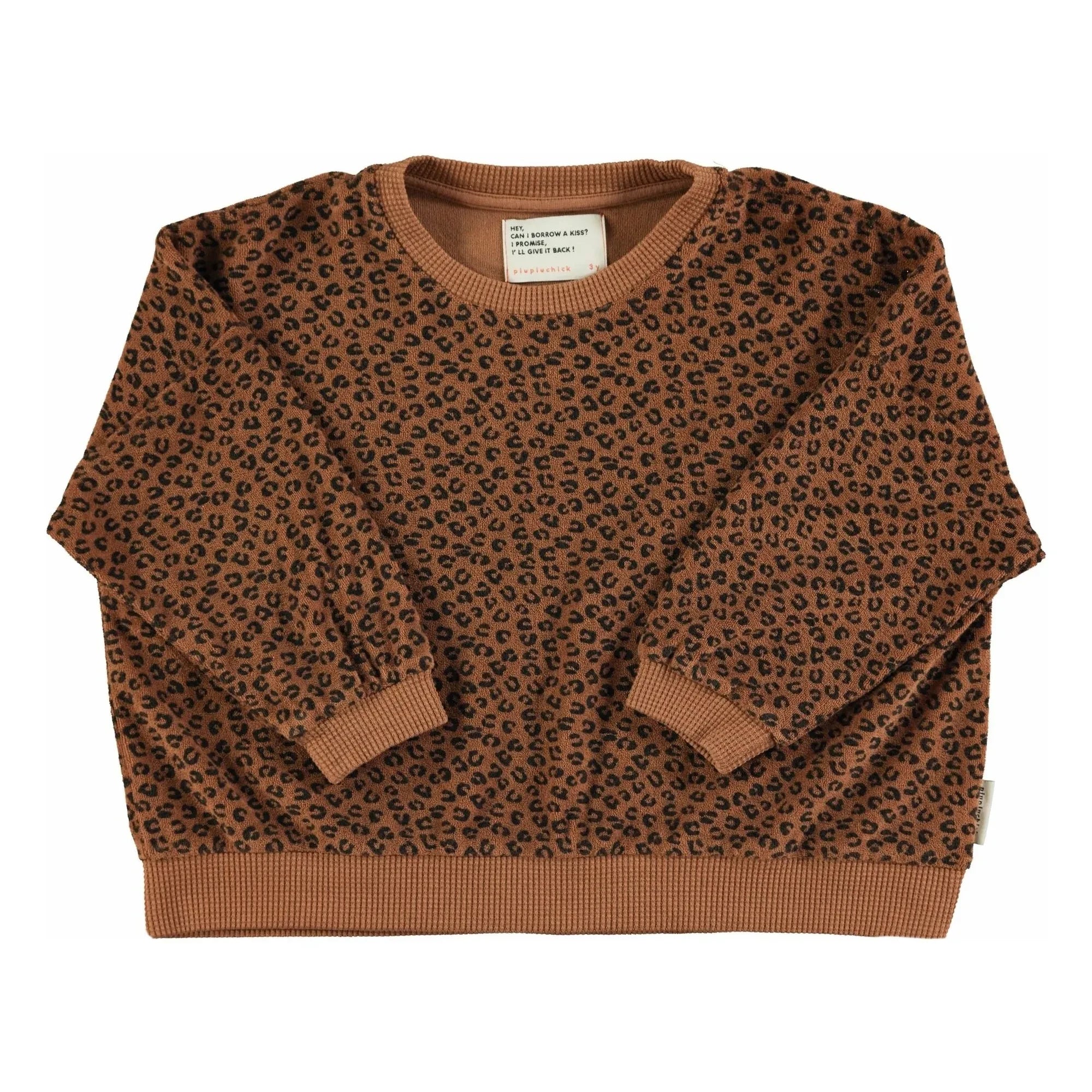 Piupiuchick - Leopar Sweat Organik Pamuklu Havlu Kumaş | Kahverengi