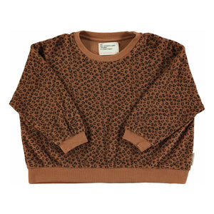 Piupiuchick - Leopar Sweat Organik Pamuklu Havlu Kumaş | Kahverengi