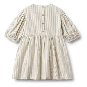 Wheat - Magda Striped Organic Cotton Dress | Ecru
