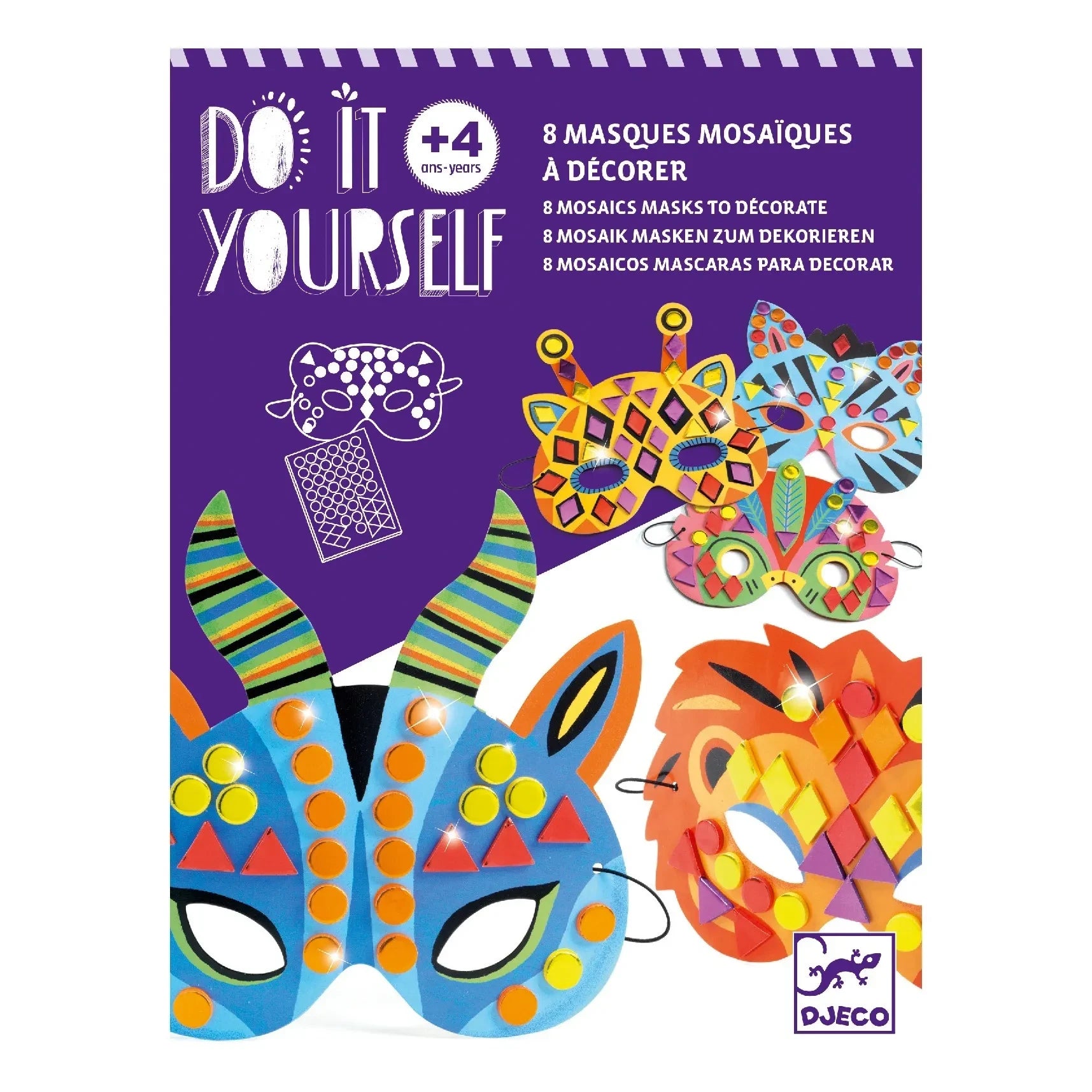 Djeco - Dekorative Waldtier Mosaikmasken - 8er Set