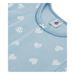 Petit Bateau - Gestreifte Herzen Nachthemd | Grau-Blau