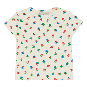 The Campamento - Floral Print Ribbed T-Shirt | Ecru