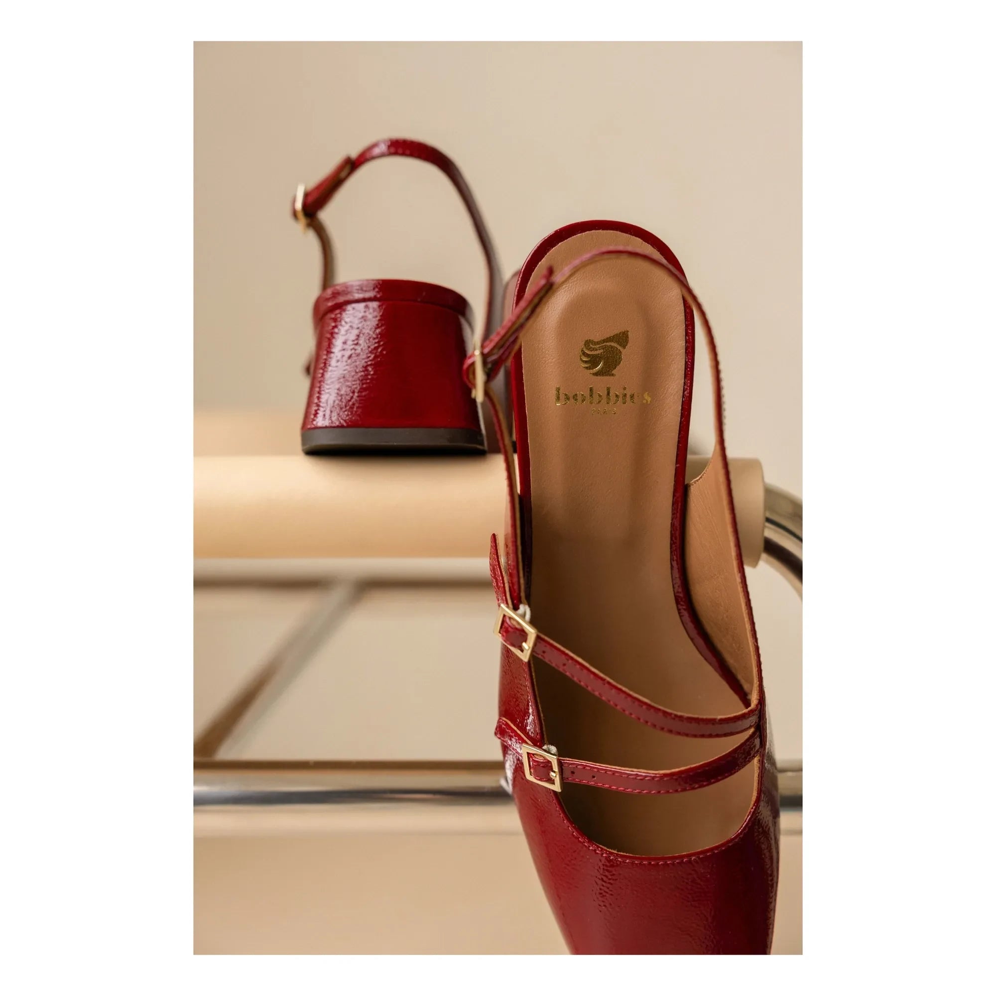 Bobbies - Becca Rugan Leder Mary Jane Schuhe | Kirschrot