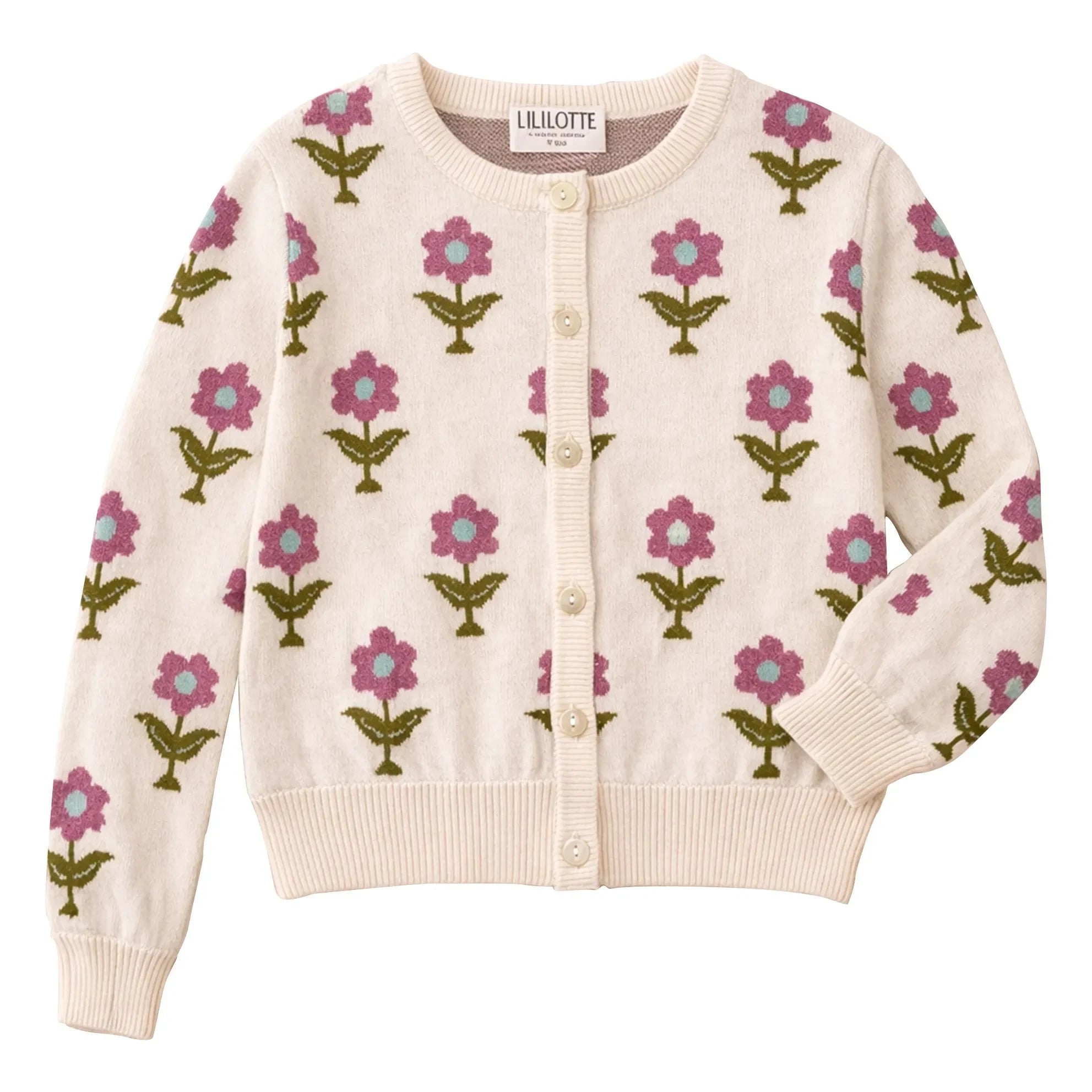 Lililotte - Carla Flowers Cardigan Organik Pamuk | Ekru