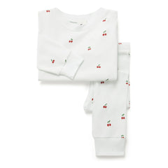 Sleepy Doe - Organik pamuklu kiraz desenli pijama | Beyaz