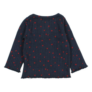 Búho - Mini Baby Hearts Tişört | Lacivert